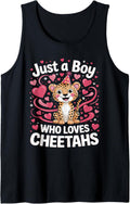 Mens Just A Boy Who Loves Cheetahs Funny Cheetah Lover Boys Kids Tank Top Tank Top Streetwear Style Everyday Wear