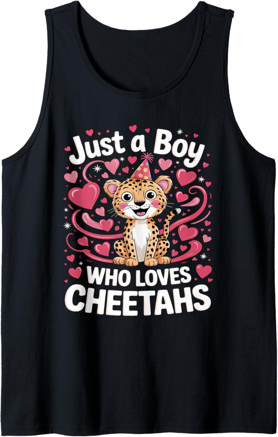 Mens Just A Boy Who Loves Cheetahs Funny Cheetah Lover Boys Kids Tank Top Tank Top Streetwear Style Everyday Wear