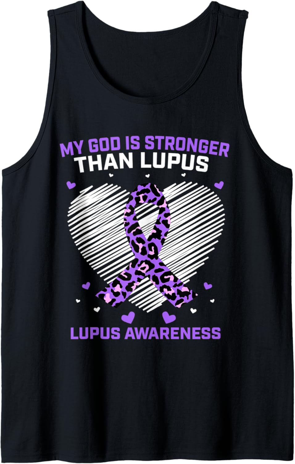 My God Is Stronger Purple Cheetah Print Lupus Awareness Tank Top Tank Top Premium Print Best Seller Look