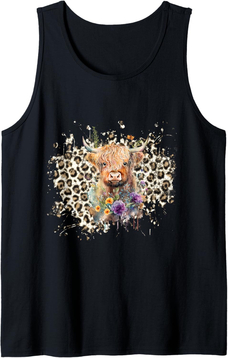 Fluffy Cows Highland Scottish Scotland Leopard Cheetah Print Tank Top Tank Top Viral TikTok Find US Top Pick