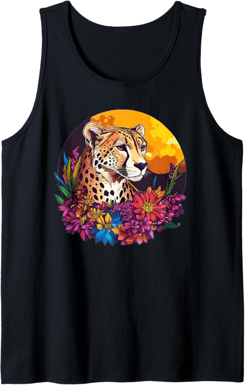 Cute Cheetah With Flowers I Cheetah Tank Top Tank Top Trending US US Top Pick