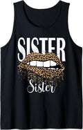Cool Lips Bite Kiss Me Leopard Print Cheetah Sister Tee Tank Top Tank Top Streetwear Style Hot Right Now