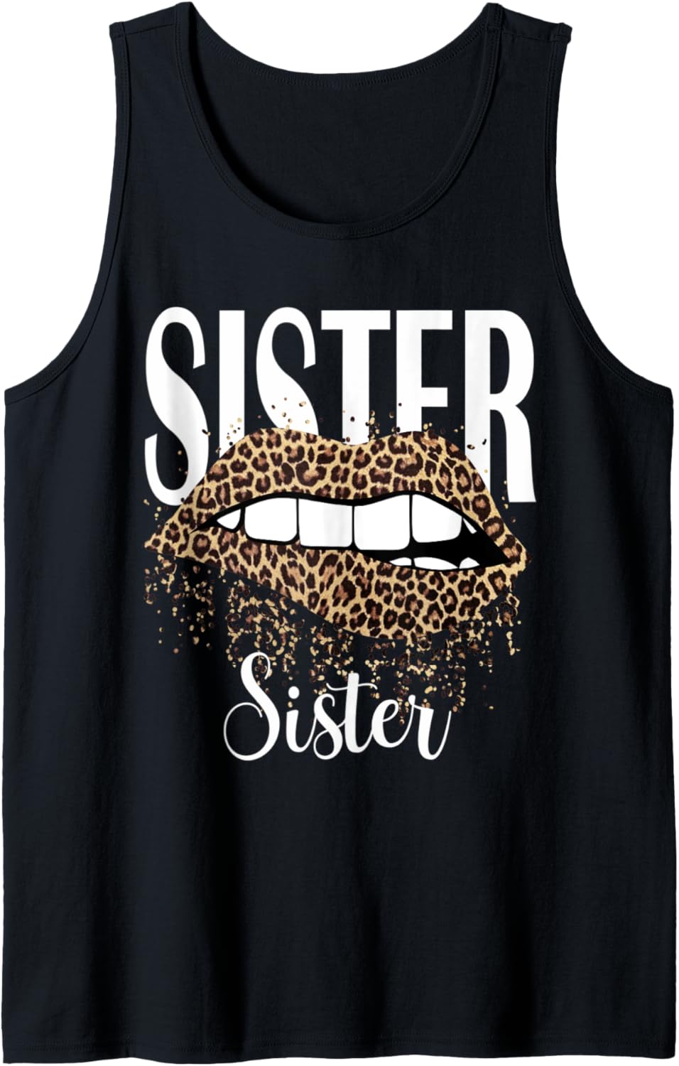 Cool Lips Bite Kiss Me Leopard Print Cheetah Sister Tee Tank Top Tank Top Streetwear Style Hot Right Now
