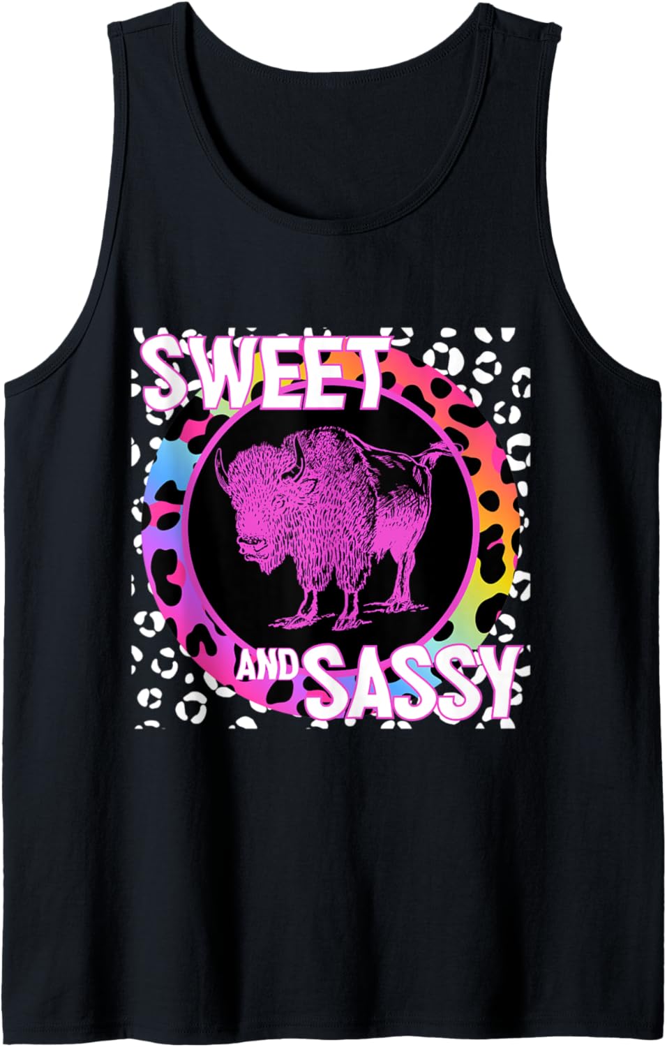 Cute Buffalo 90s Nostalgia Rainbow Leopard Print Tropical Tank Top Tank Top Streetwear Style Gift Ready