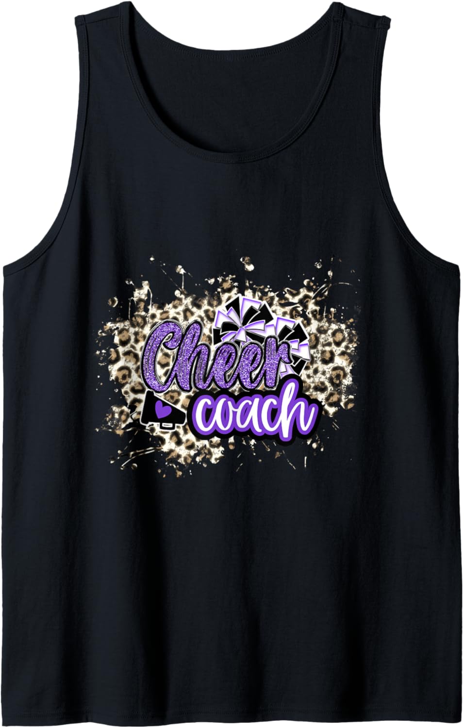 Cheer Coach Shirt Megaphone Purple Leopard Cheetah Print Tank Top Tank Top Comfort Fit Hot Right Now