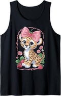 Cheetah Strawberry Coquette Bow Birthday Girl Kids Leopard Tank Top Tank Top Viral TikTok Find Gift Ready