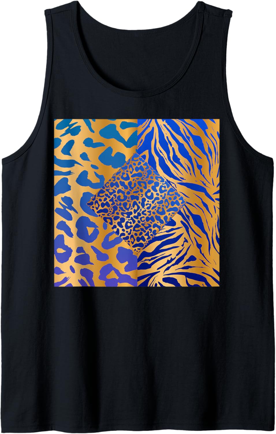 JUNGLE PRINT GOLDS WITH BLUES DIAMD ZEBRA PANTHER CHEETAH Tank Top Tank Top Streetwear Style Hot Right Now