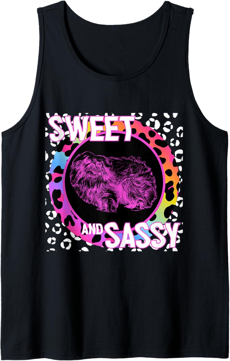 Pekingese Dog 90s Nostalgia Rainbow Leopard Print Tropical Tank Top Tank Top High Search Demand US Top Pick