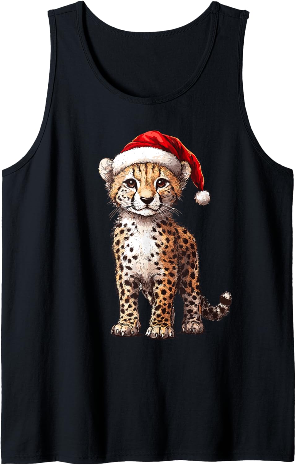 Cheetah Santa Hat Funny Cheetah Wild Animals Lover Christmas Tank Top Tank Top Streetwear Style Hot Right Now