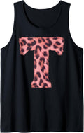 Letter T Cheetah Leopard Print Pink Initial Zebra Matching Tank Top Tank Top Premium Print Hot Right Now