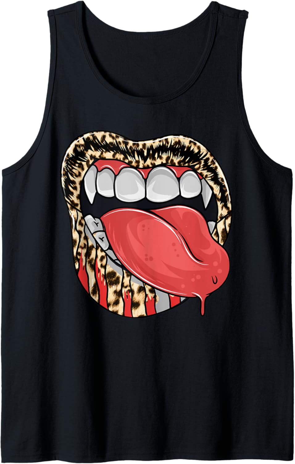 Vampire Tee Leopard Print Lip Kiss Lipstick Cheetah Leopard Tank Top Tank Top Viral TikTok Find Hot Right Now
