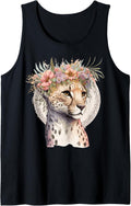 Cute Cheetah Flower Crown Boho Aesthetic Tank Top Tank Top High Search Demand US Top Pick