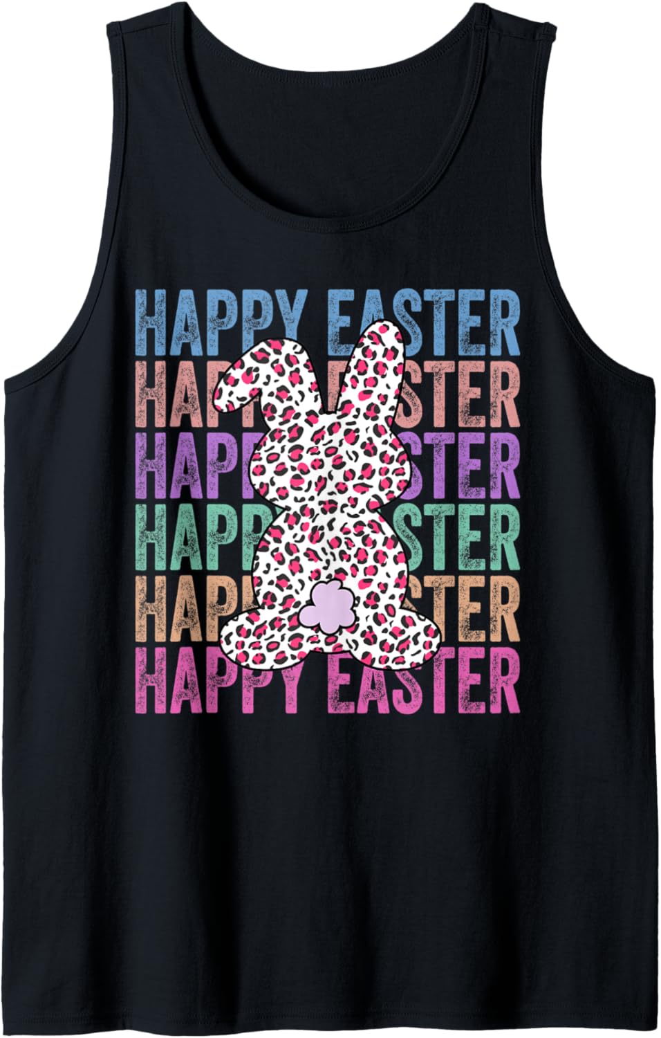 Happy Easter Stacked Cheetah Leopard Bunny Rabbit Printable Tank Top Tank Top High Search Demand Everyday Wear