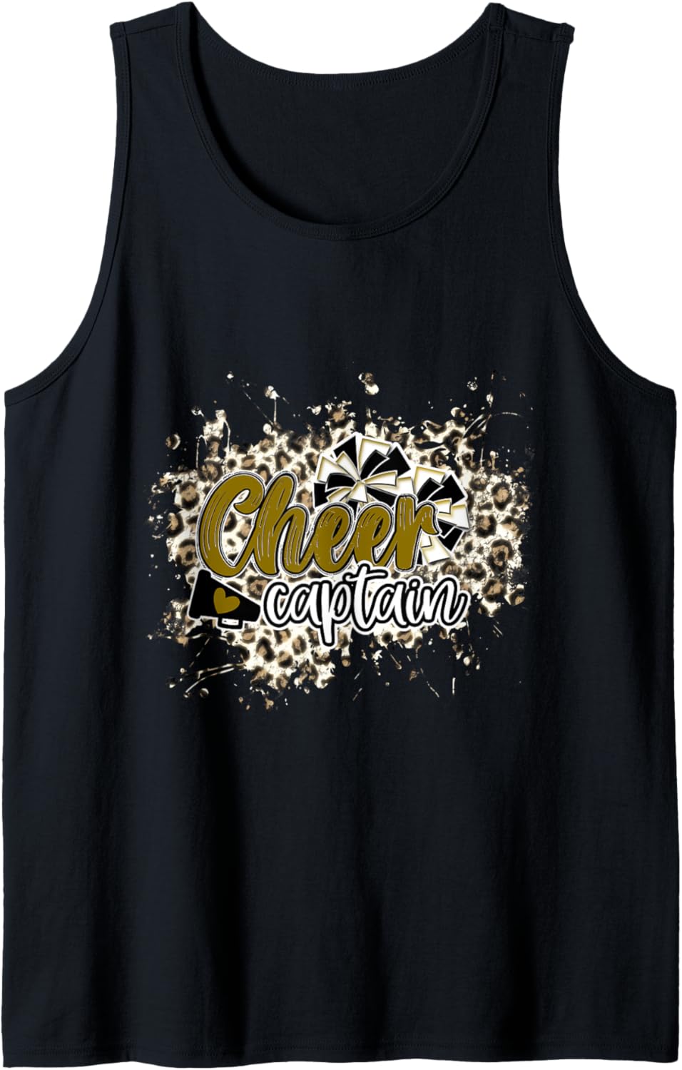 Cheer Captain Golden Leopard Cheetah Splash Pom Poms Tank Top Tank Top Viral TikTok Find Fan Favorite