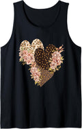 CHEETAH PRINT HEARTS WITH FLOWERS Tank Top Tank Top Trending US Everyday Wear