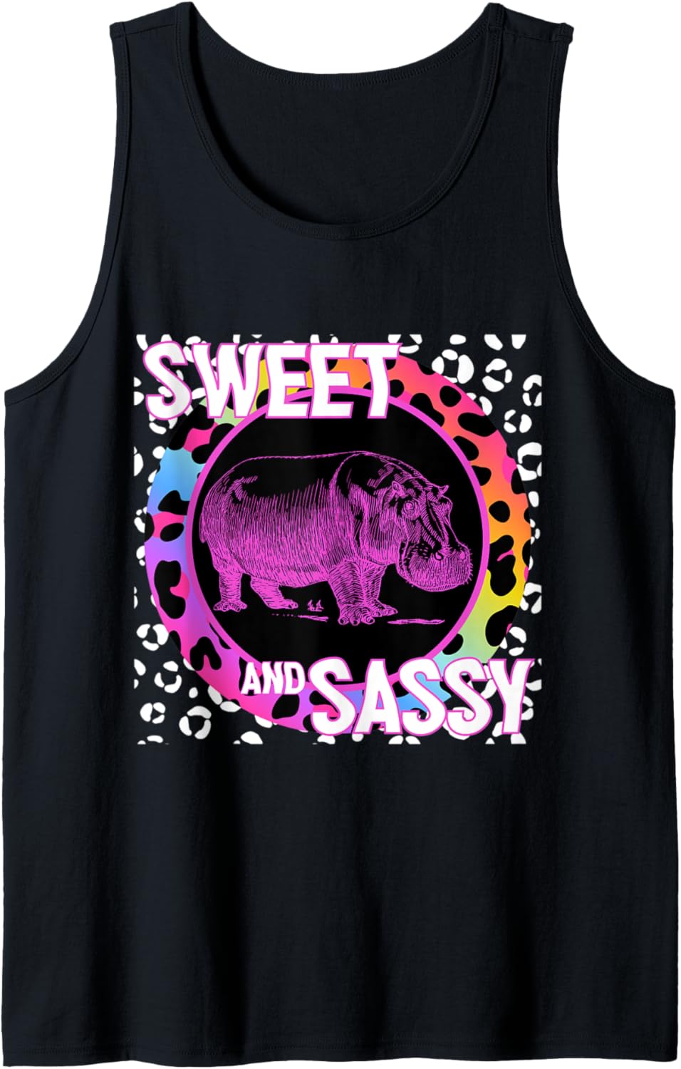 Cute Hippo 90s Nostalgia Rainbow Leopard Print Tropical Tank Top Tank Top Viral TikTok Find US Top Pick