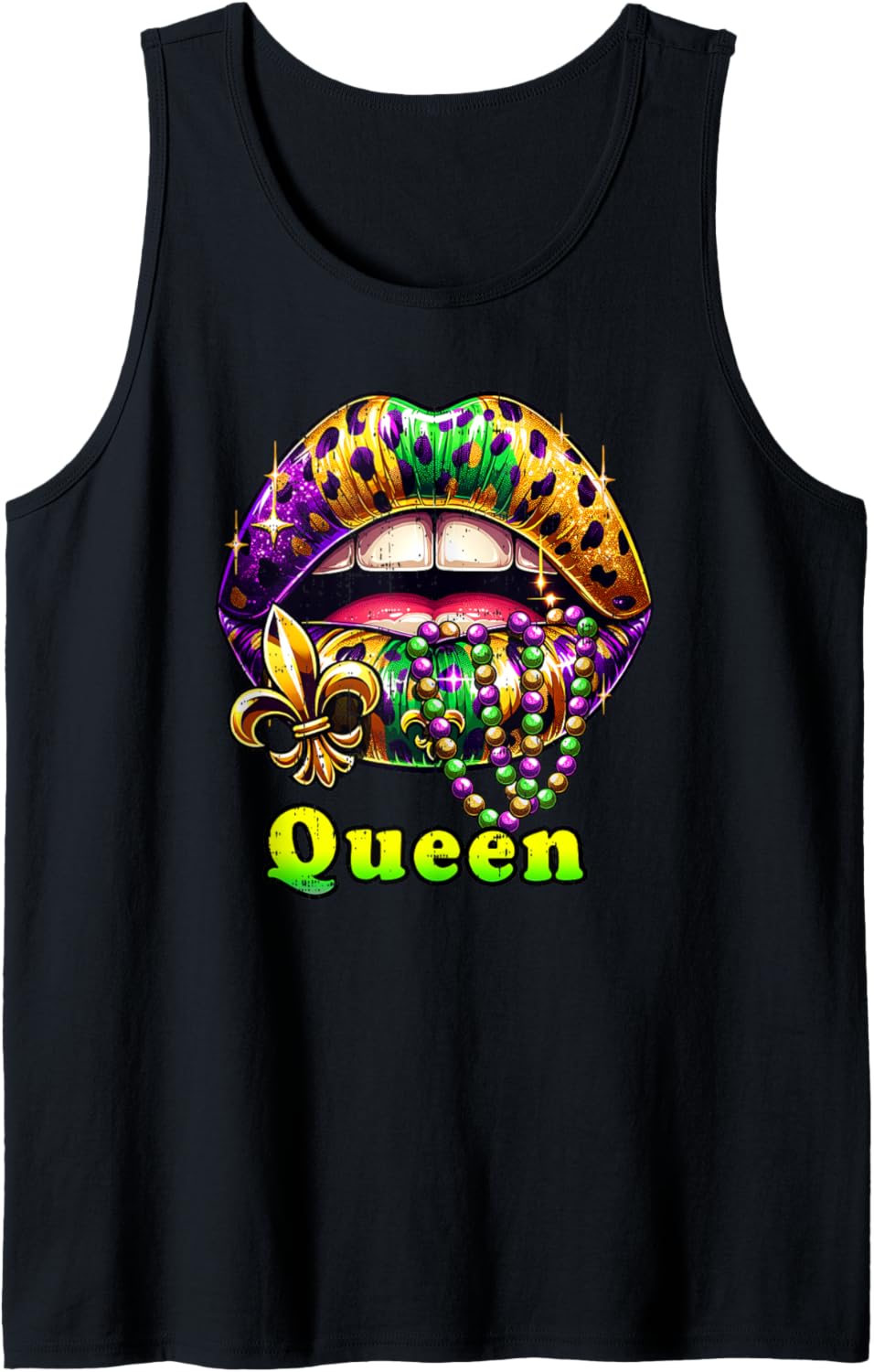 Mardi Gras Queen Lips Outfit Women Cheetah Leopard Print Tank Top Tank Top Premium Print Gift Ready