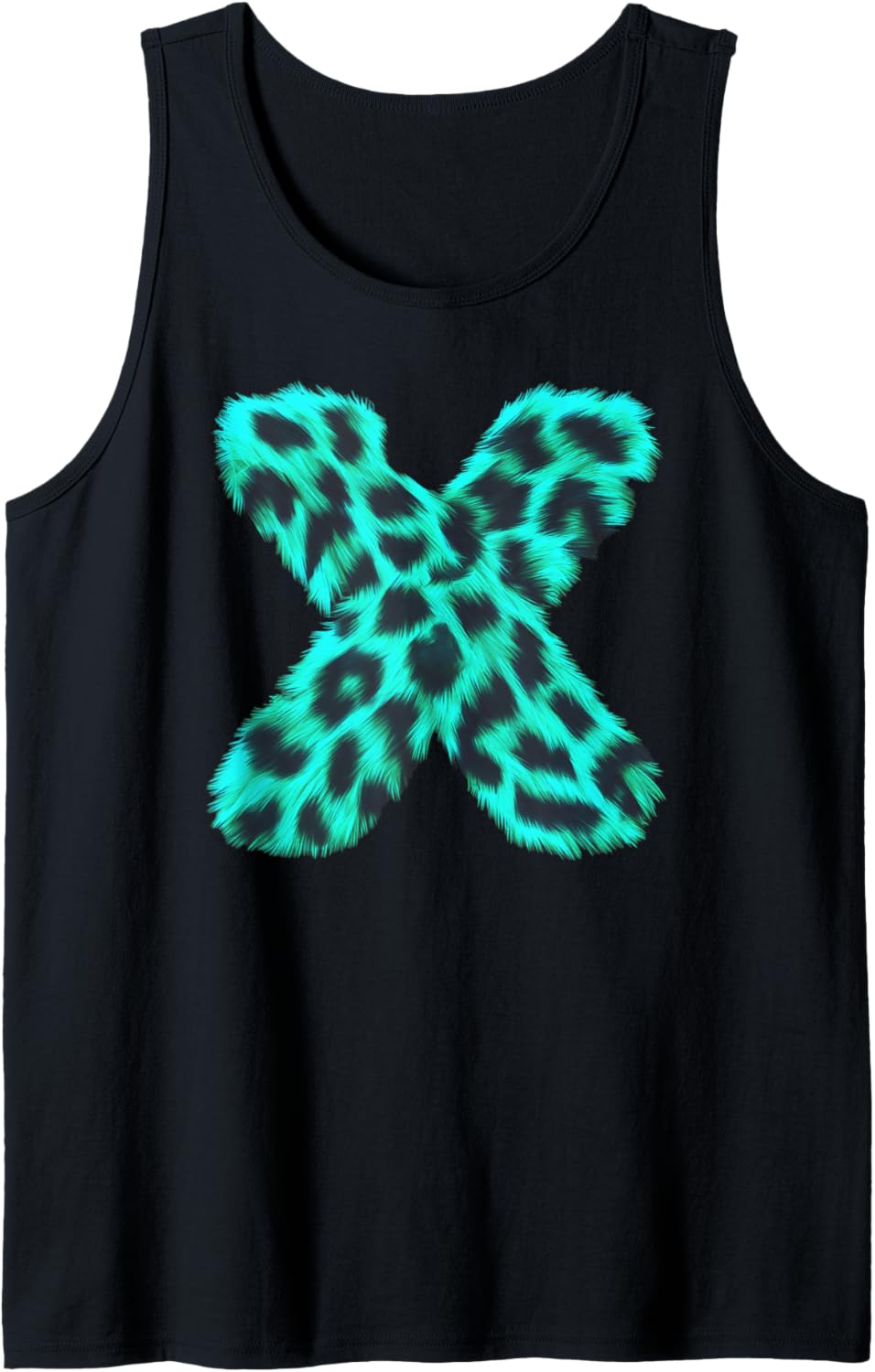 Letter X Cheetah Leopard Print Blue Initial Zebra Matching Tank Top Tank Top Streetwear Style US Top Pick