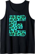Letter E Cheetah Leopard Print Blue Initial Zebra Matching Tank Top Tank Top Trending US Everyday Wear