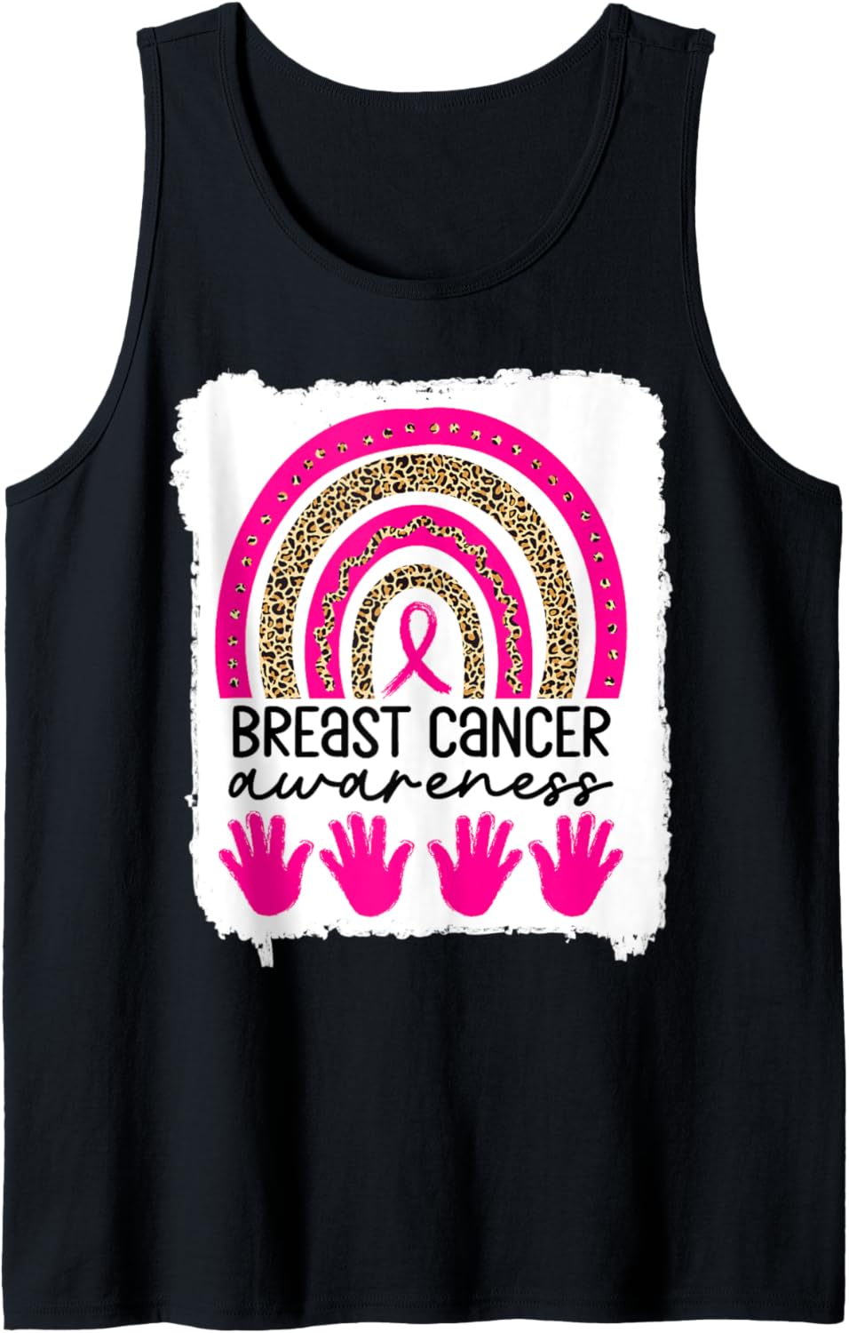 Leopard Rainbow Breast Cancer Awareness Cheetah Handprint Tank Top Tank Top Premium Print Gift Ready