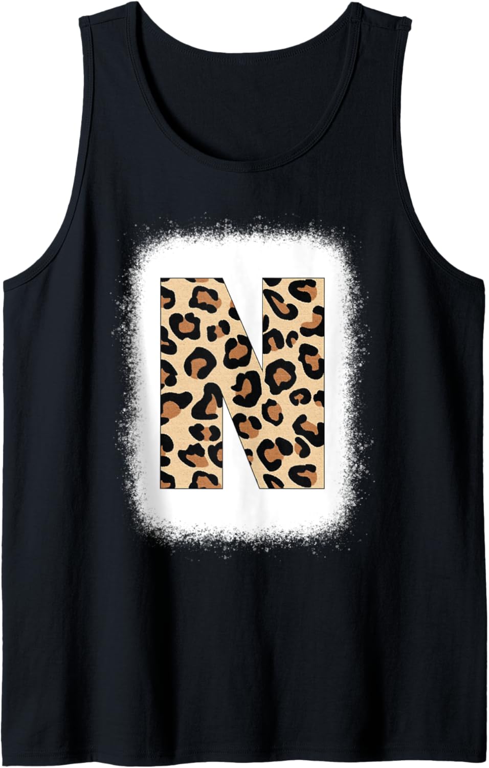 Cheetah Print Letter N Initial Letter N Leopard Bleached Tank Top Tank Top Trending US Everyday Wear
