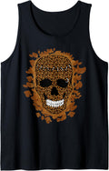 Smiling Leopard Print Skull Tee Fall Autumn Leaf Fashion Tank Top Tank Top Viral TikTok Find US Top Pick