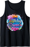 Birthday Queen Crown Leopard Cheetah Animal Print Rainbow Tank Top Tank Top Streetwear Style Best Seller Look