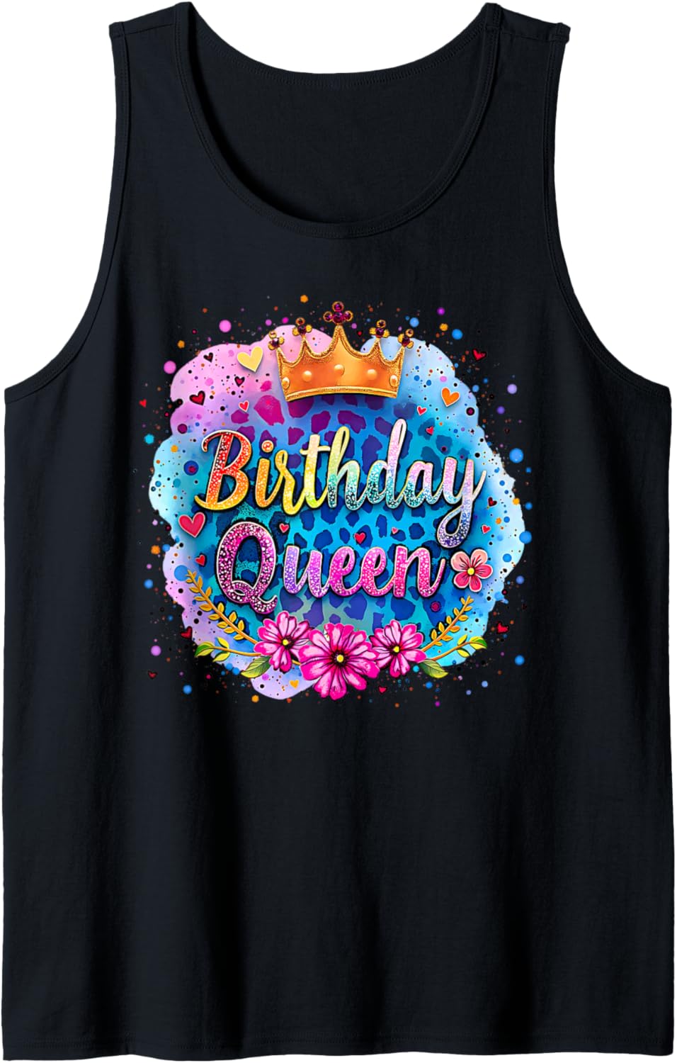 Birthday Queen Crown Leopard Cheetah Animal Print Rainbow Tank Top Tank Top Streetwear Style Best Seller Look