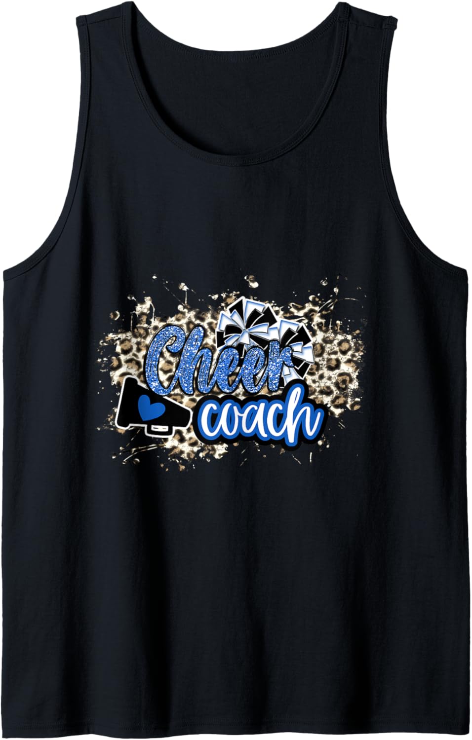 Cheer Coach Shirt Megaphone Blue Leopard Cheetah Print Tank Top Tank Top Premium Print US Top Pick
