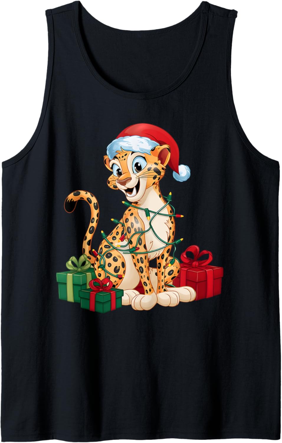 Xmas Lighting Santa Hat Cheetah Christmas Tank Top Tank Top Premium Print Hot Right Now