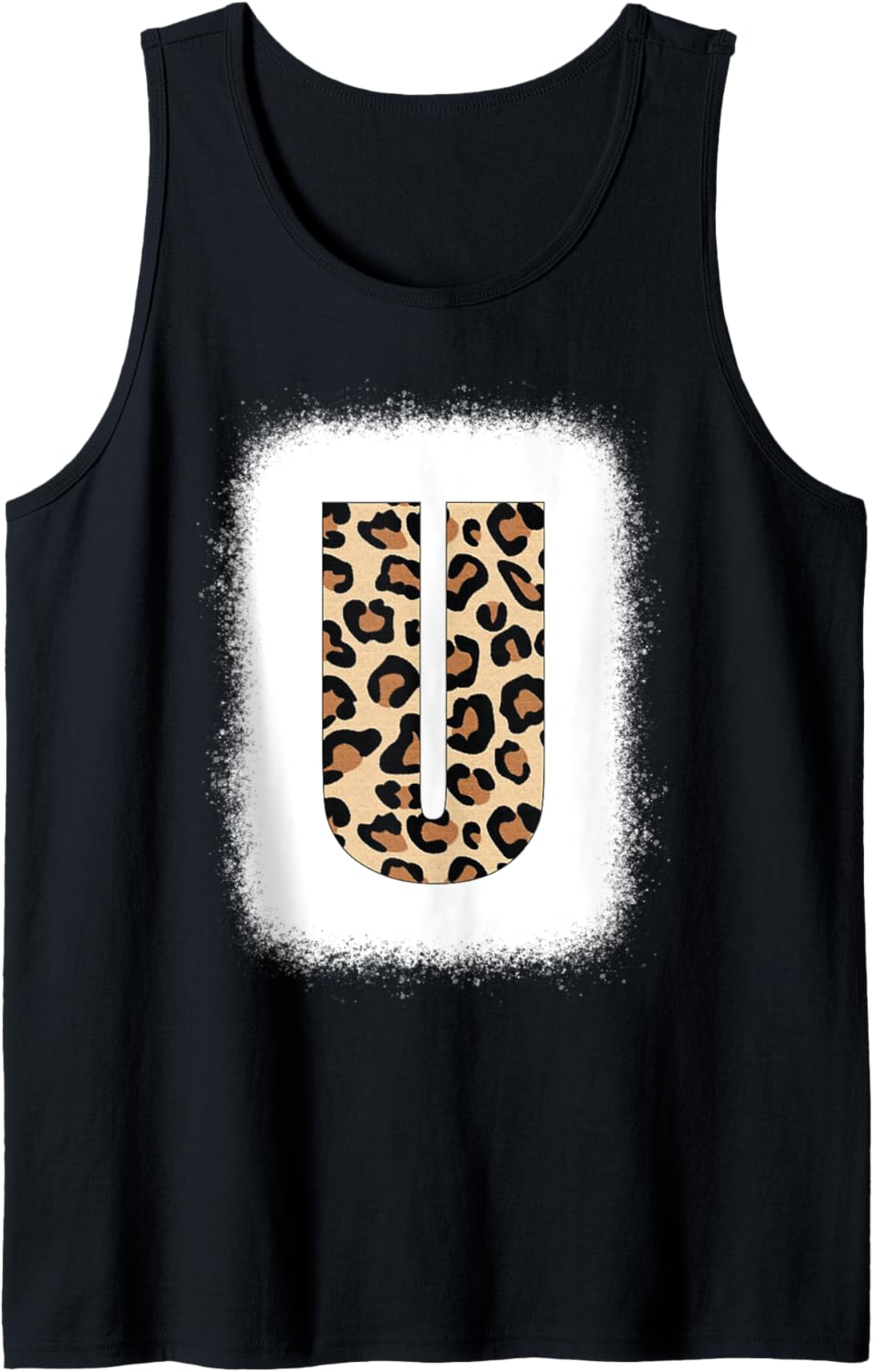Cheetah Print Letter U Initial Letter U Leopard Bleached Tank Top Tank Top Trending US Gift Ready