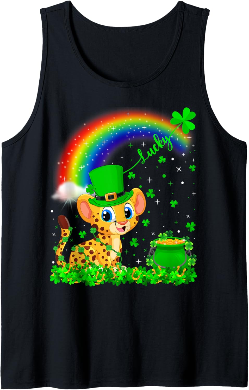 Rainbow Irish Shamrock Lucky Cheetah St Patrick s Day Tank Top Tank Top Viral TikTok Find US Top Pick