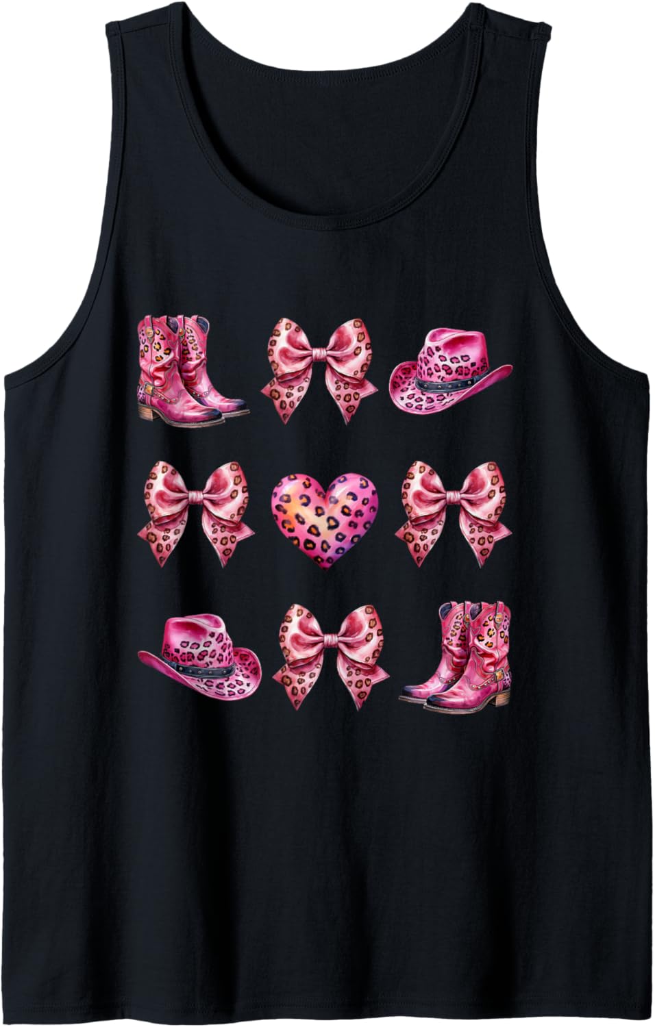 Coquette Bow Western Boots Cheetah Pink Print Cowgirl Gift Tank Top Tank Top Viral TikTok Find Gift Ready