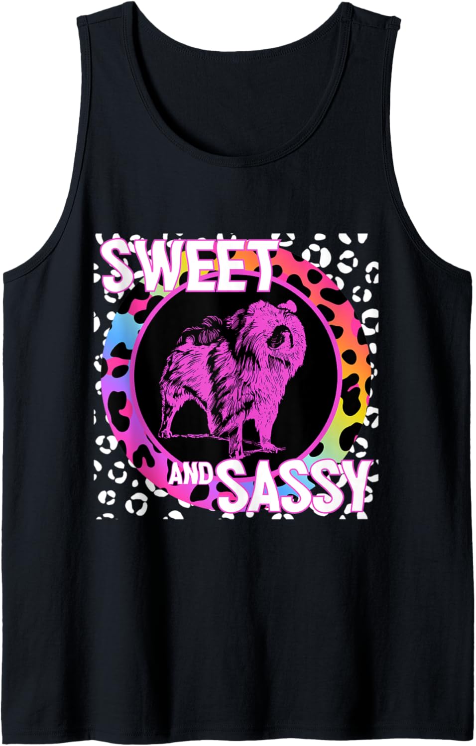 Cute Chow Dog 90s Nostalgia Rainbow Leopard Print Tropical Tank Top Tank Top Comfort Fit Hot Right Now