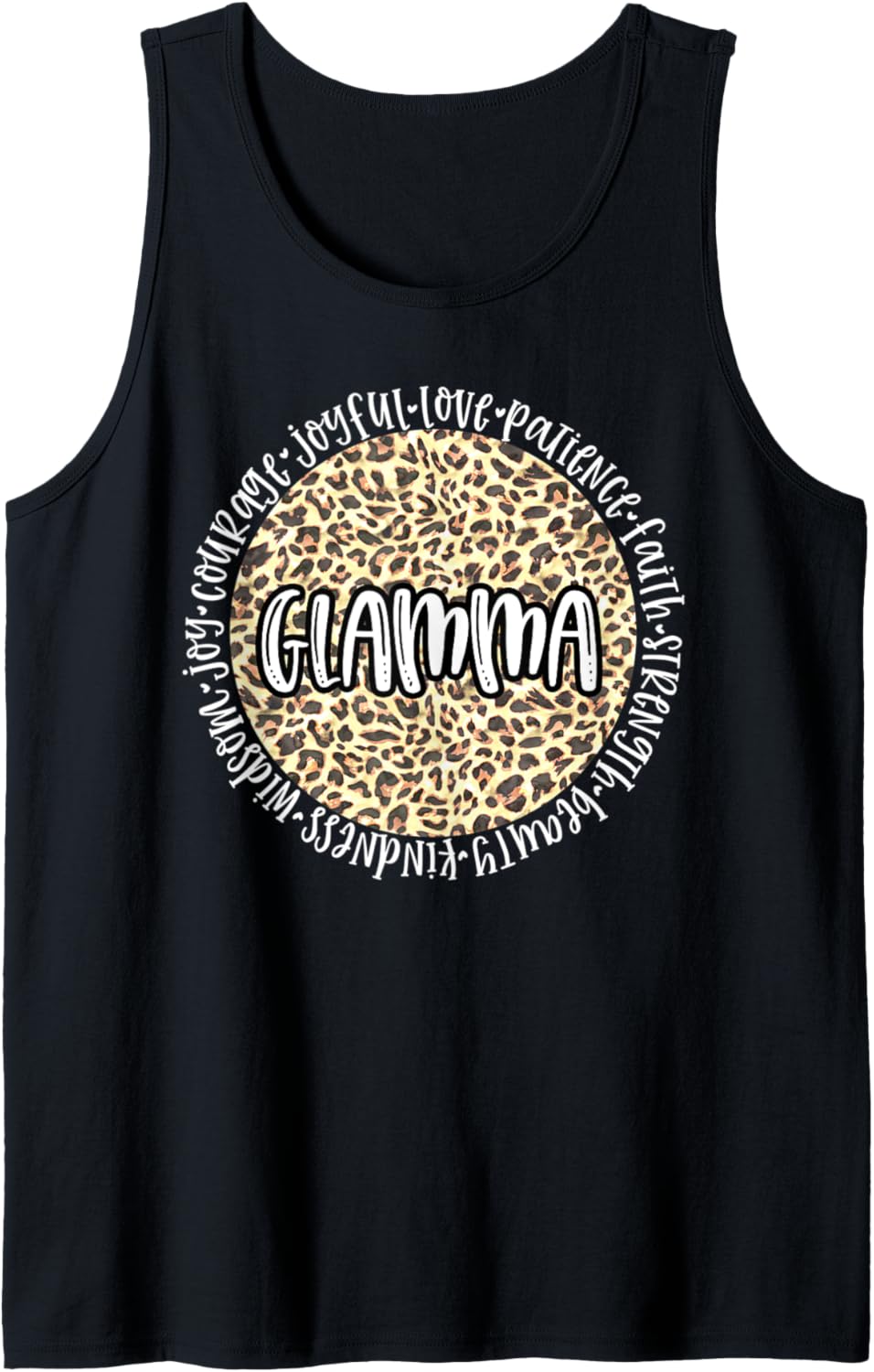 GLAMMA Cheetah Leopard Print Circle Love Patience Black Tank Top Tank Top Comfort Fit Hot Right Now