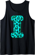 Letter I Cheetah Leopard Print Blue Initial Zebra Matching Tank Top Tank Top Premium Print US Top Pick