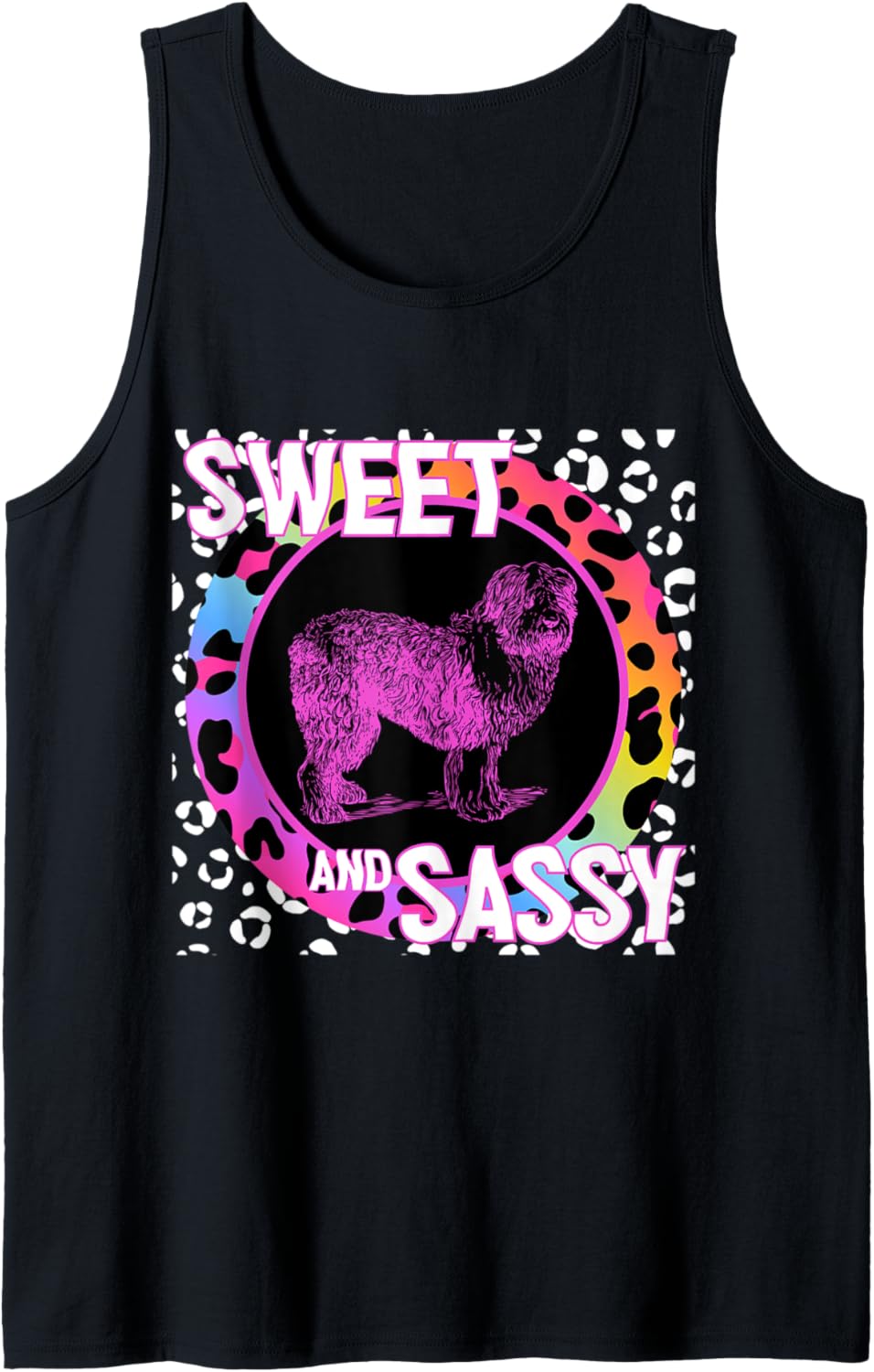 Cute Sheepdog 90s Nostalgia Rainbow Leopard Print Tropical Tank Top Tank Top Comfort Fit Hot Right Now