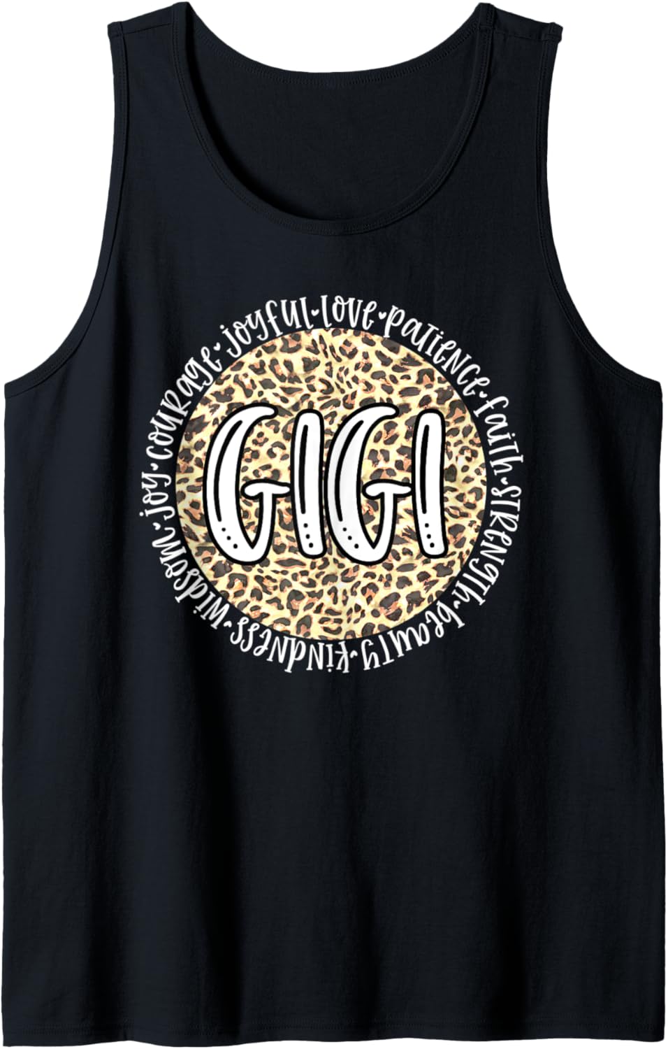 GIGI Cheetah Leopard Print Circle Love Patience Black Tank Top Tank Top Streetwear Style Hot Right Now
