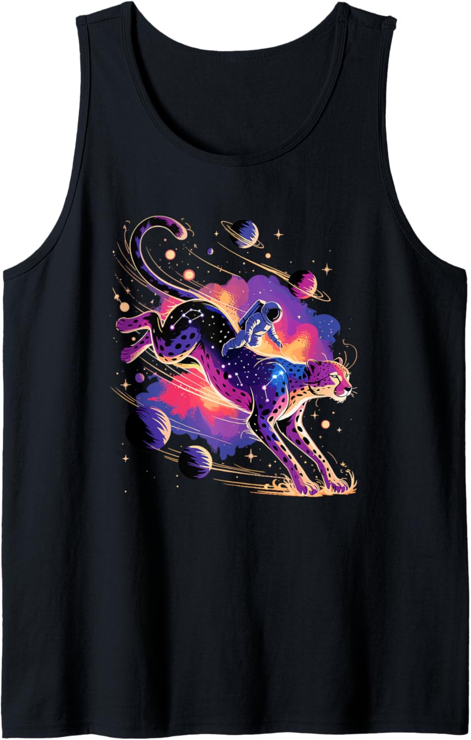 Astronaut Rides Cheetah Space Stars Comets Galaxy Planets Tank Top Tank Top Viral TikTok Find Fan Favorite