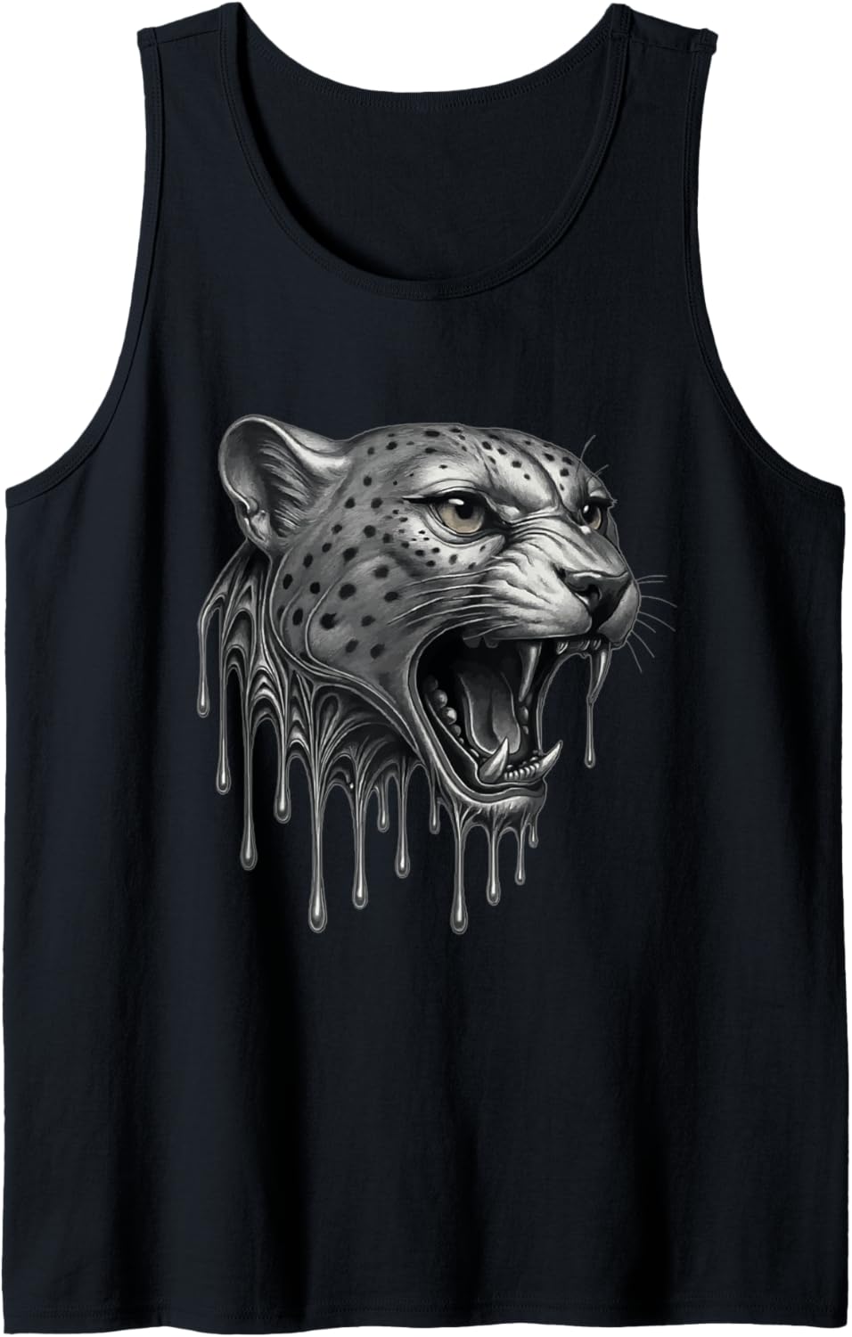 Melting Cheetah Dripping Tattoo Fierce Feline Animal Graphic Tank Top Tank Top Comfort Fit Fan Favorite