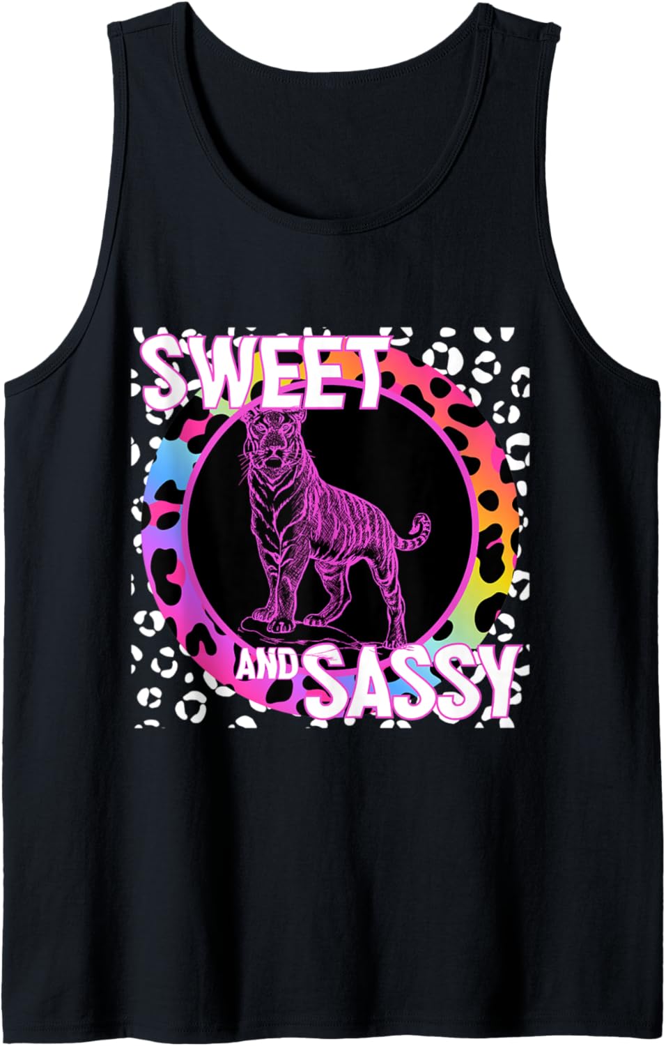 Cute Tiger 90s Nostalgia Rainbow Leopard Print Tropical Tank Top Tank Top High Search Demand Best Seller Look