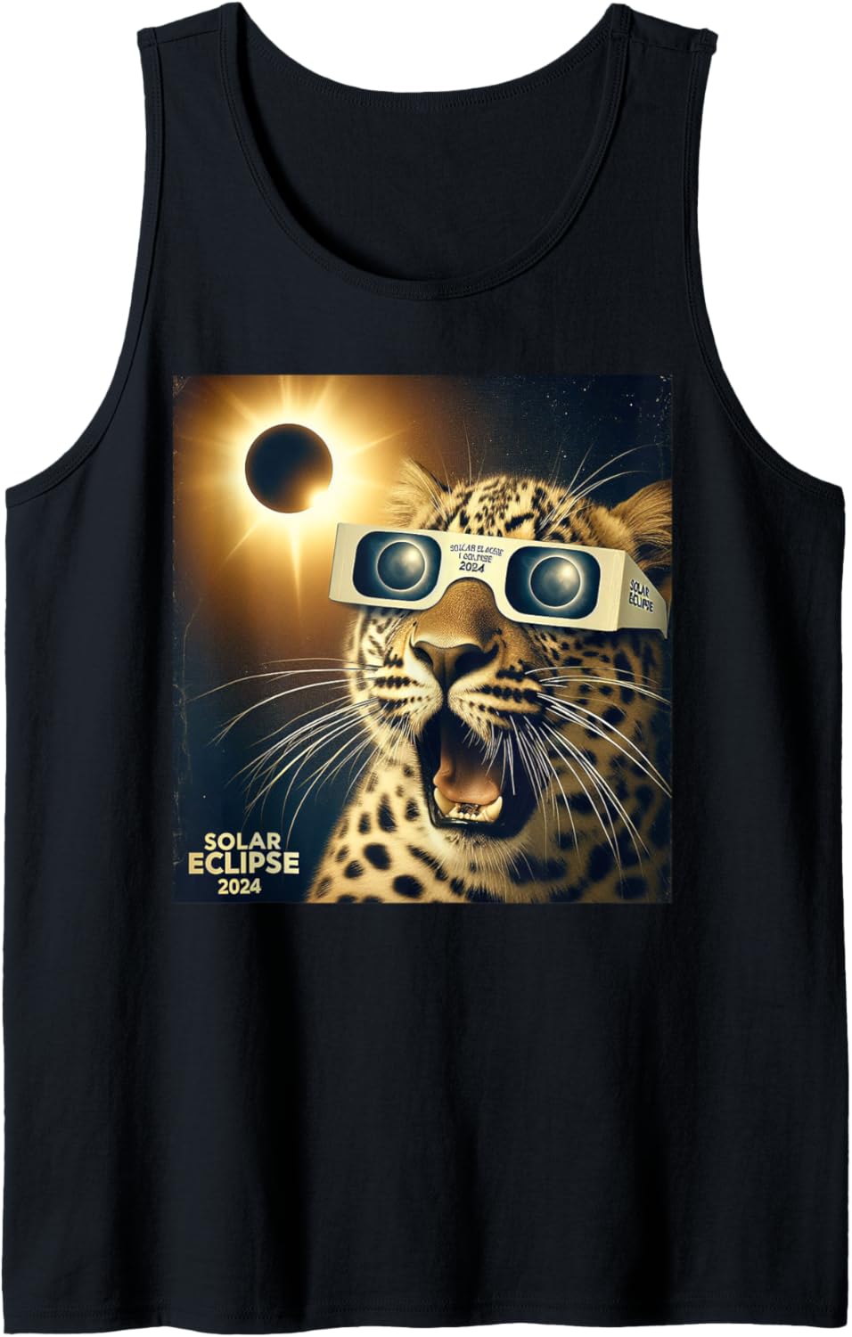 Funny Selfie Cheetah Kids Womens Mens Solar Eclipse Leopard Tank Top Tank Top Trending US Hot Right Now