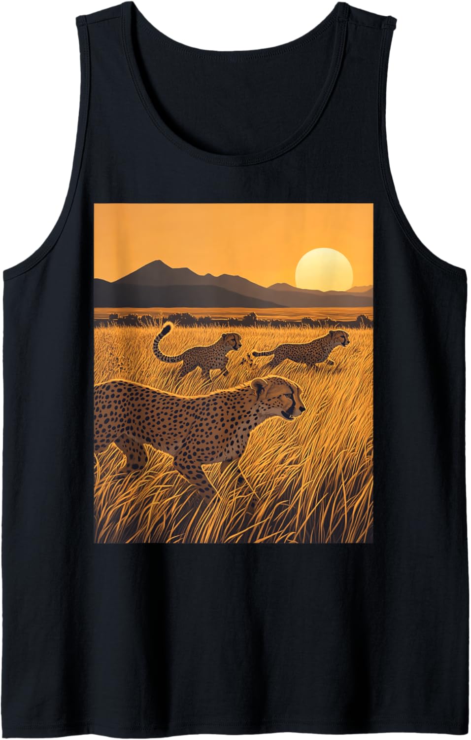 Cheetah Wildlife Print Nature Lover Safari Sunset Art Tank Top Tank Top Premium Print Best Seller Look