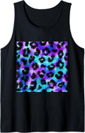 Purple Turquoise Black Leopard Tie Dye Print Cheetah Pattern Tank Top Tank Top Trending US Fan Favorite