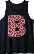 Letter B Cheetah Leopard Print Pink Initial Zebra Matching Tank Top Tank Top Streetwear Style Gift Ready