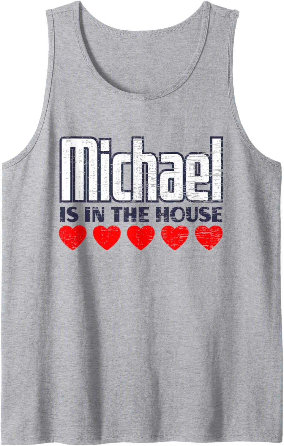 Michael Is In The House Retro Hearts First Name Love Michael Tank Top Tank Top | Everyday Casual Wear