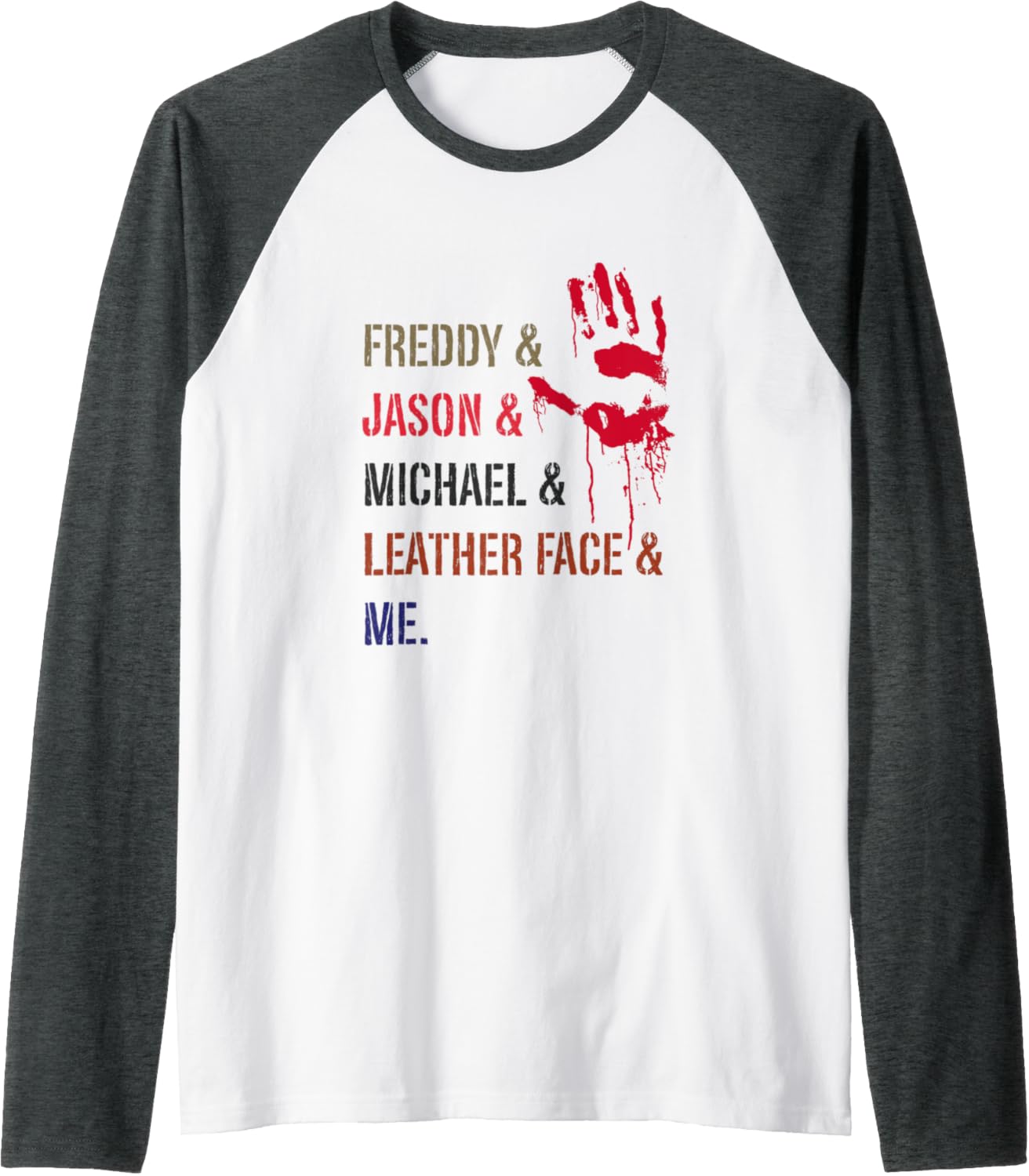 Halloween Michael and Friends Shirt Spooky Holiday Legends Raglan Baseball Tee T-Shirt | Everyday Casual Wear