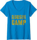 Womens Funny COUSIN CAMP Leopard Print Grandpa Reeducation Crew V Neck Apparel Premium Print Gift Ready