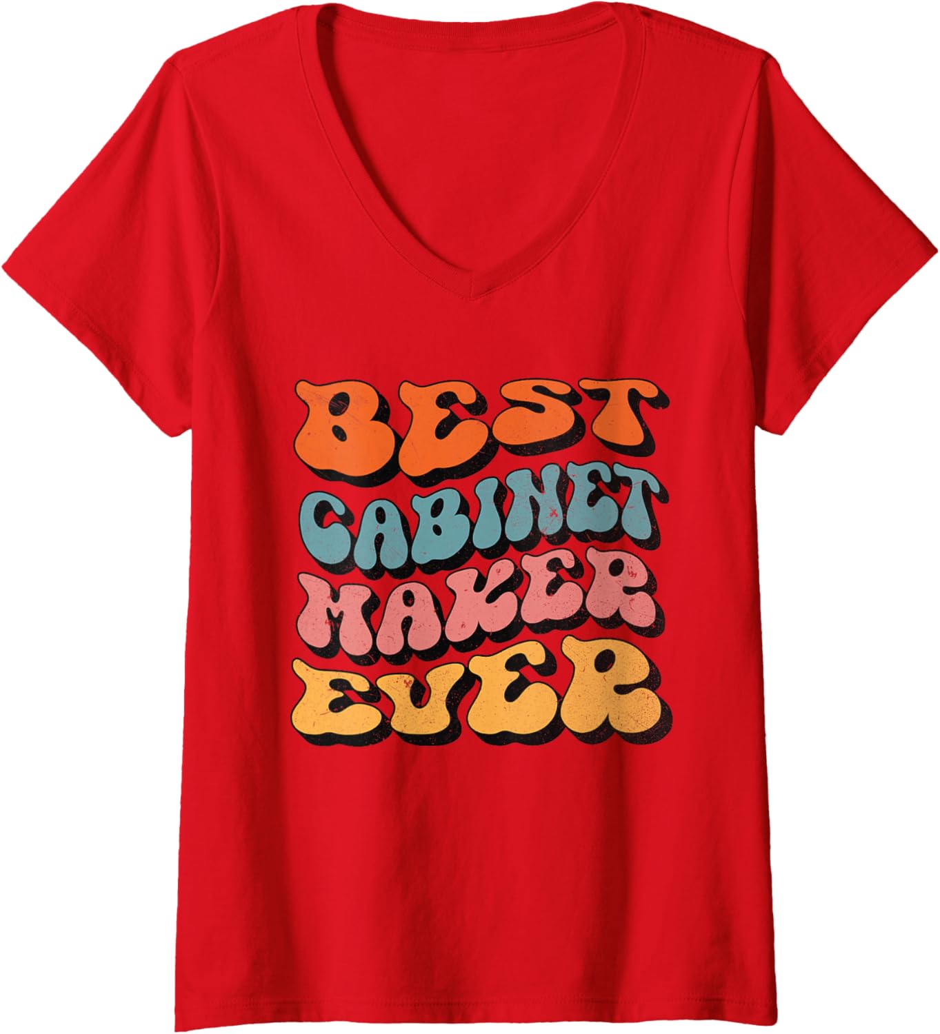 Best Cabinet Maker Ever, Retro Groovy Cabinet Maker Squad V-Neck Apparel | US Viral Style | Perfect Gift Idea