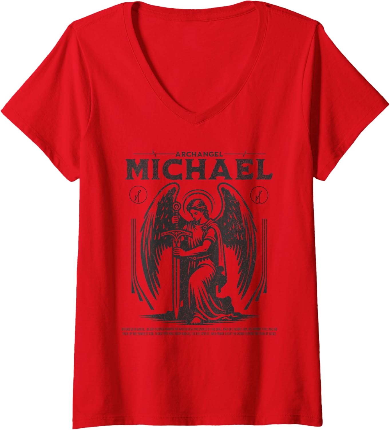 Womens Prayer of Archangel Michael Religious V-Neck Apparel | US Best Seller